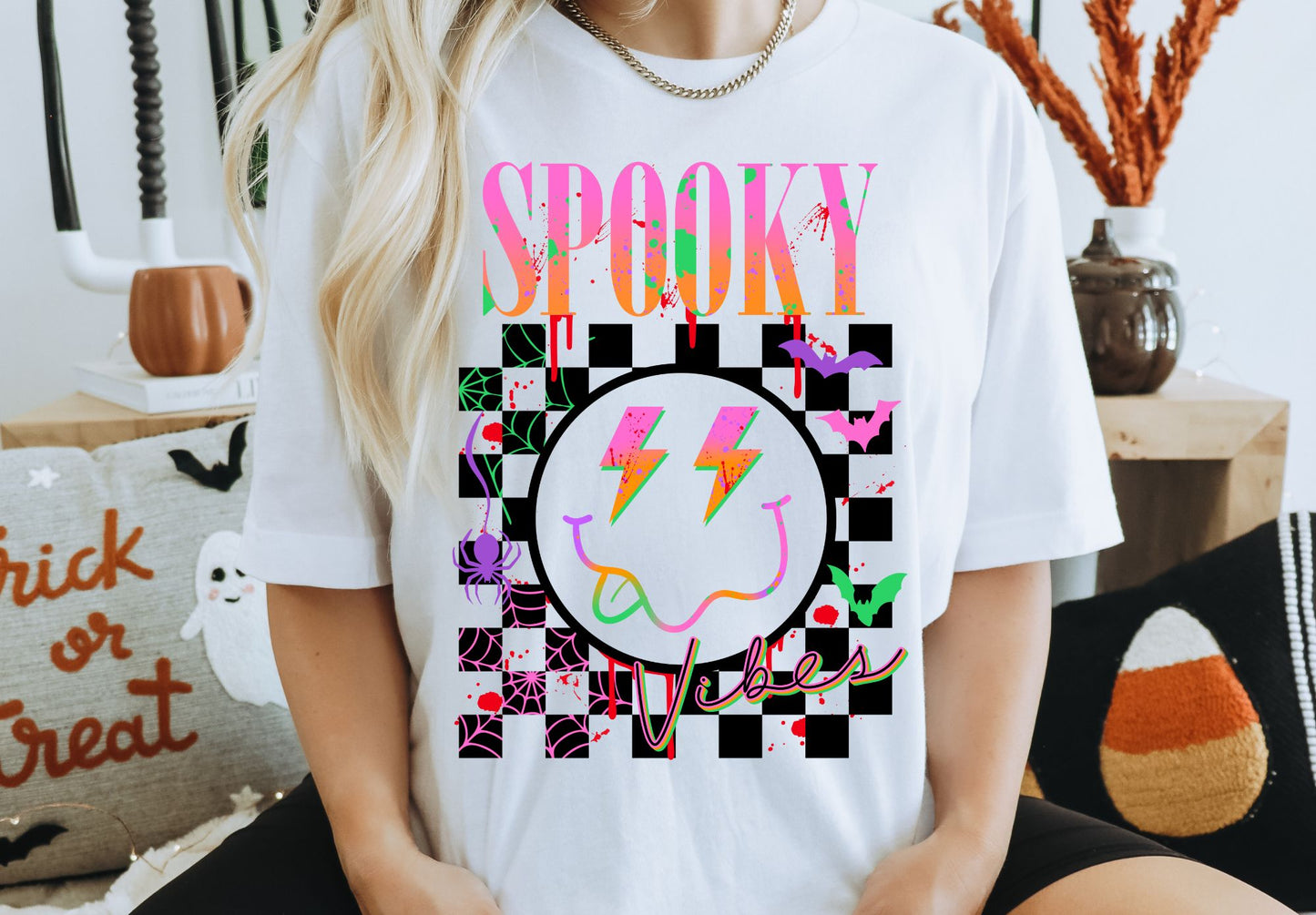 Spooky Vibes Checkered splatter