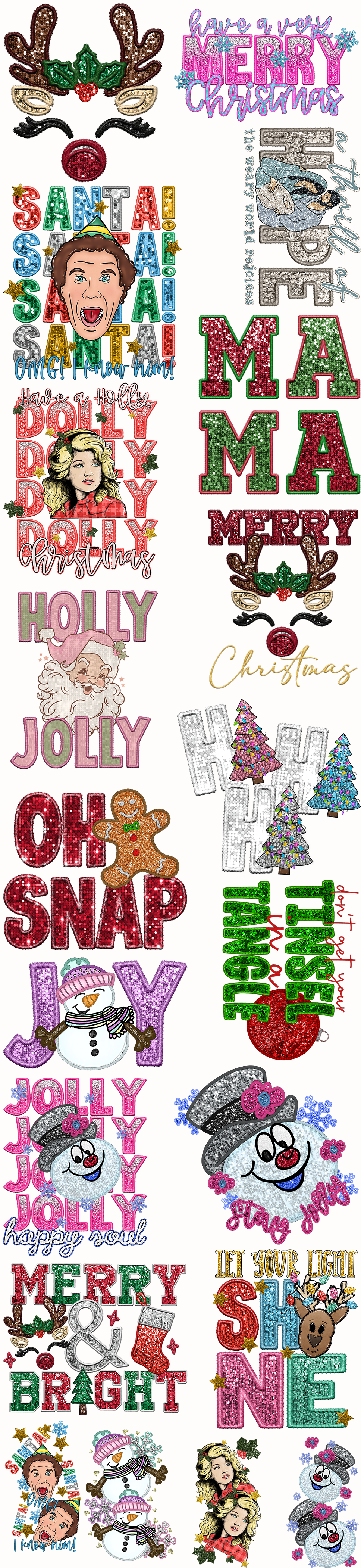 Faux Embroidery Sequin Patch Premade Gang Sheet (22x96)