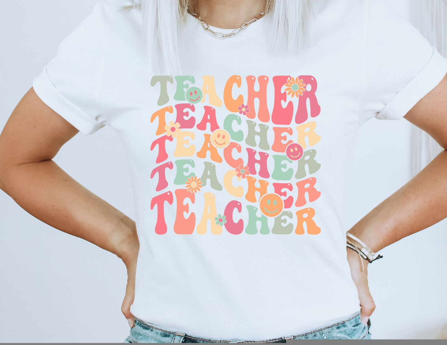 Teacher Retro Stacked DTF Transfer