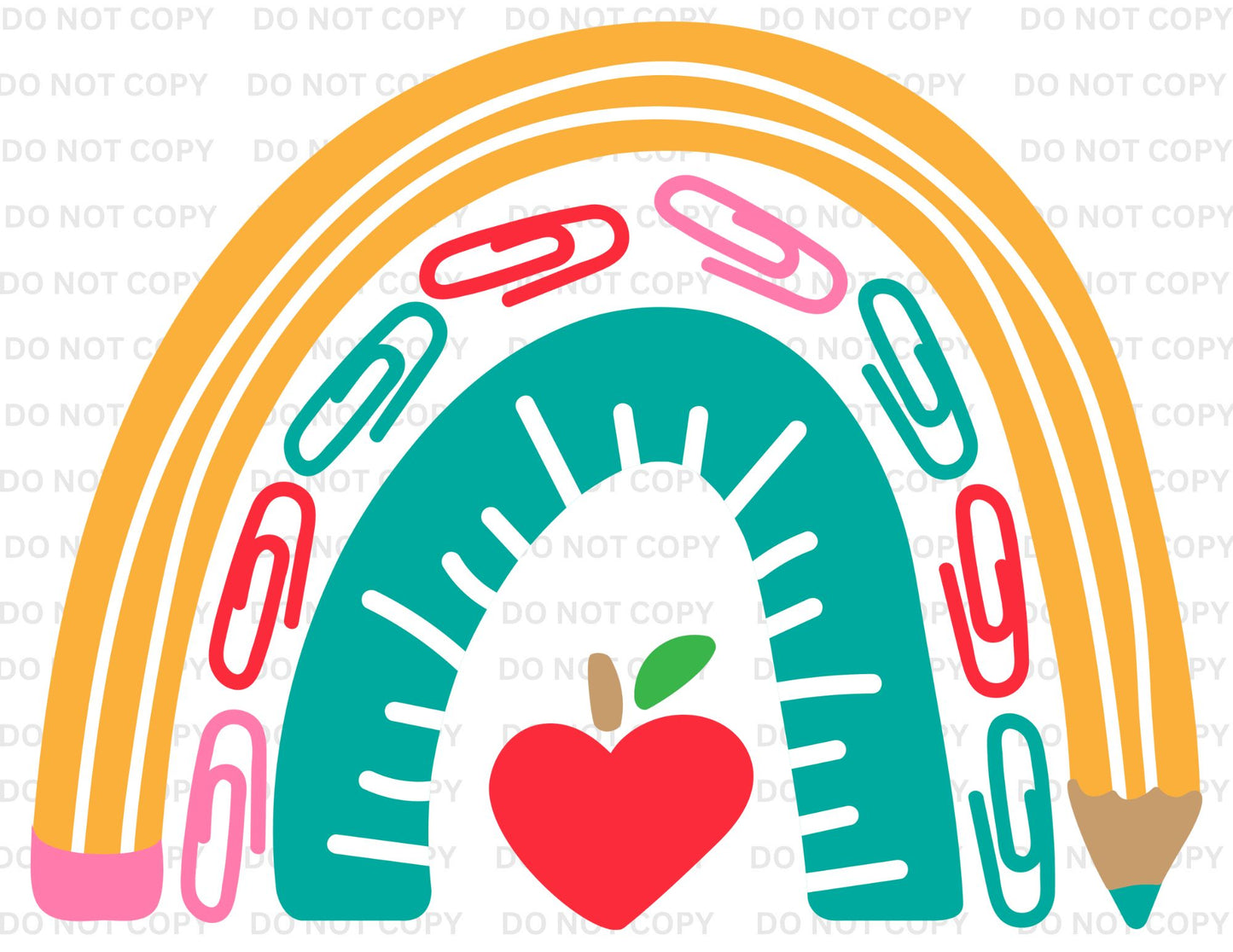 Teacher Rainbow-Paper Clips DTF Transfer