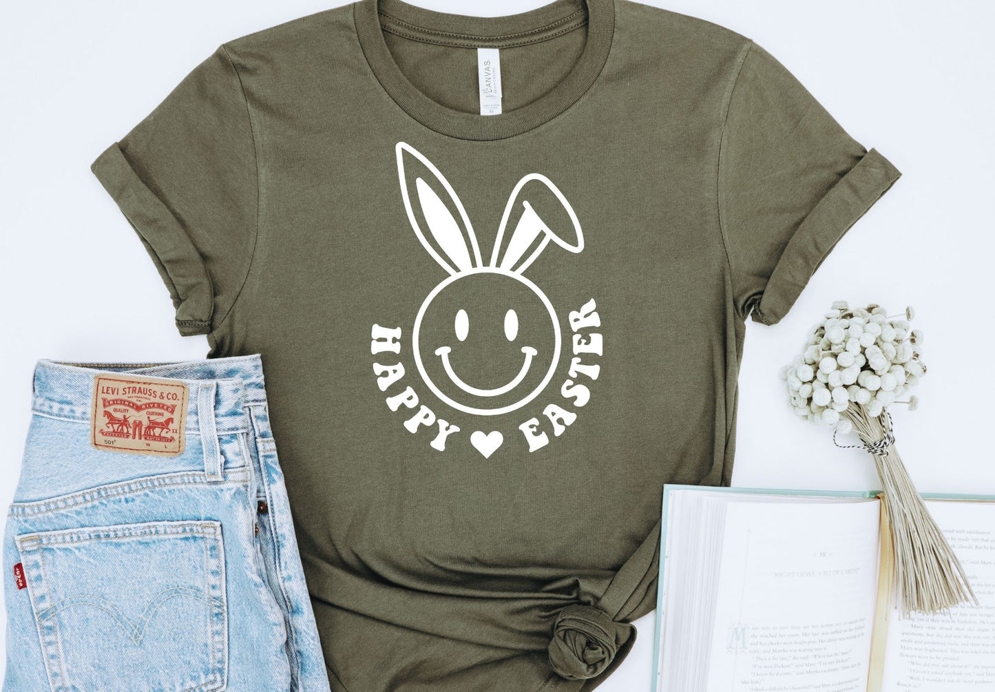 Happy Easter Smiley Bunny white