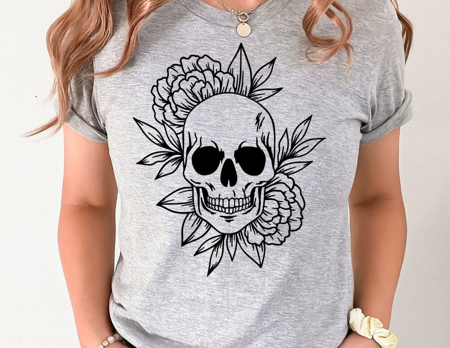 Floral Skull DTF Transfer