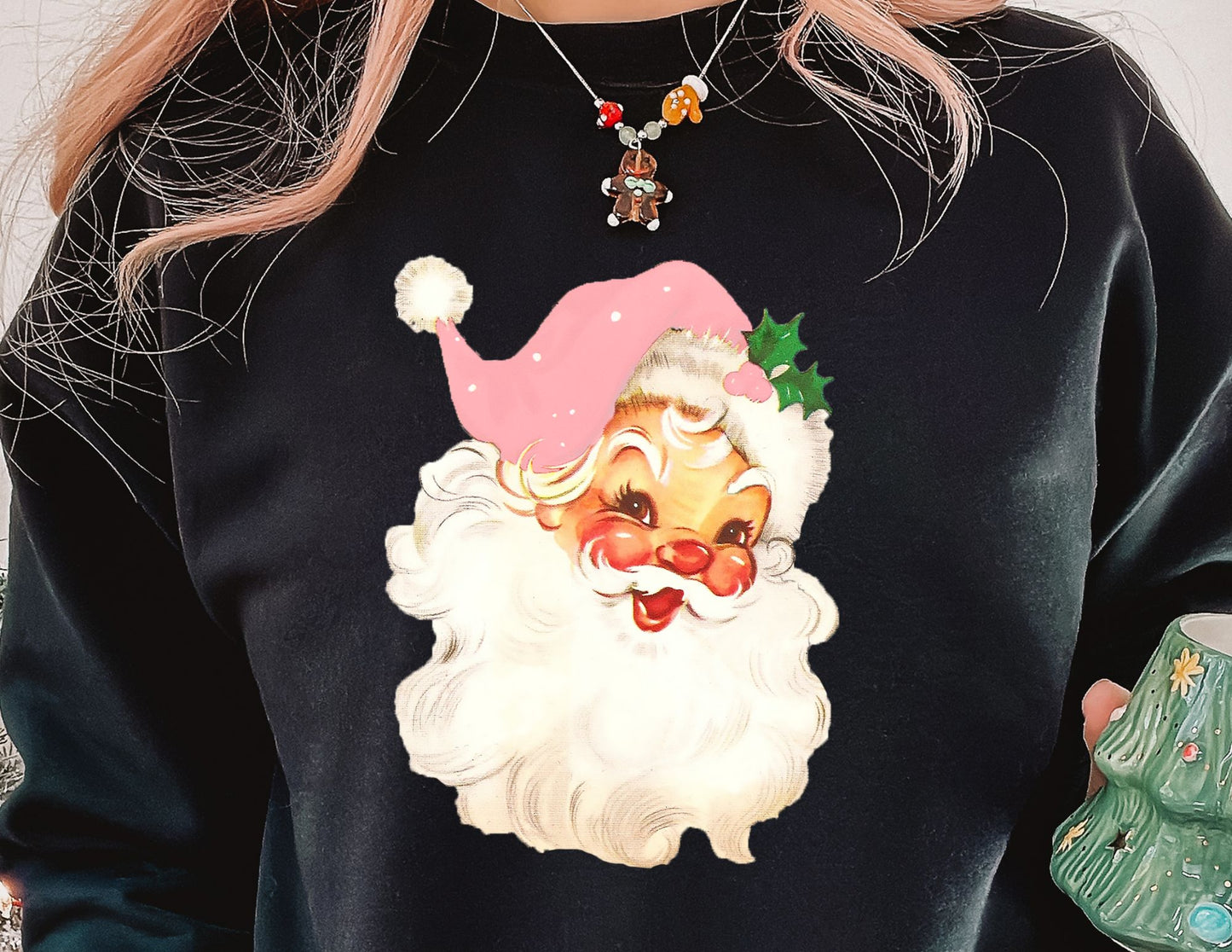 Pink Vintage Santa DTF Transfer