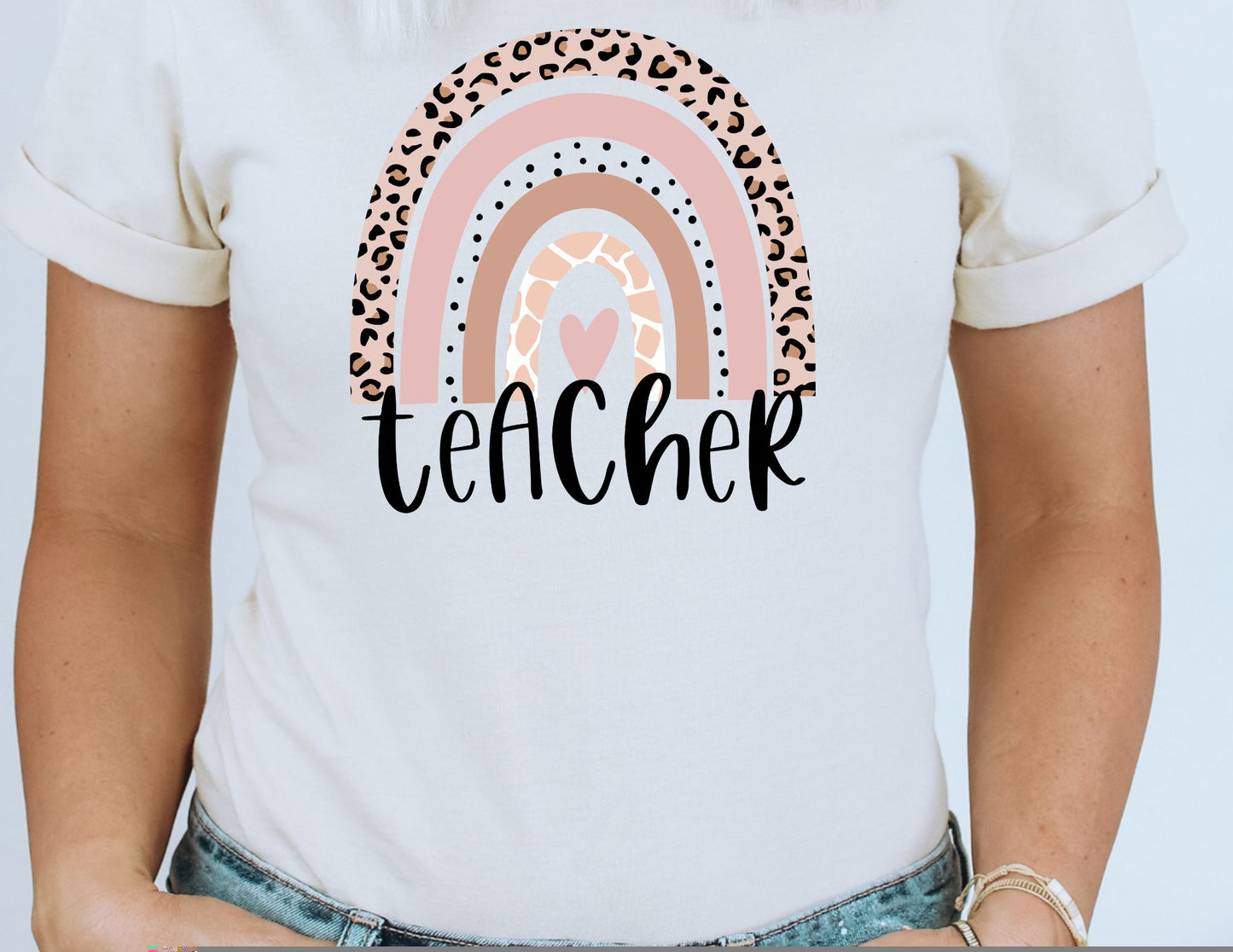 Teacher Leopard Rainbow DTF Transfer