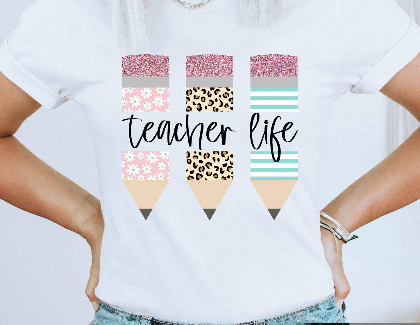 Teacher Life Pencil DTF Transfer