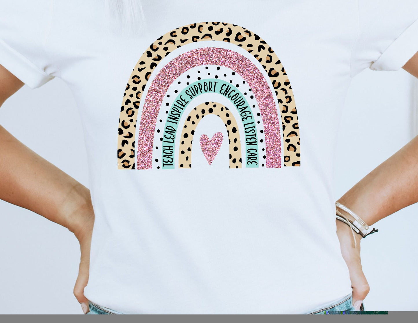 Teacher Words Rainbow DTF Transfer