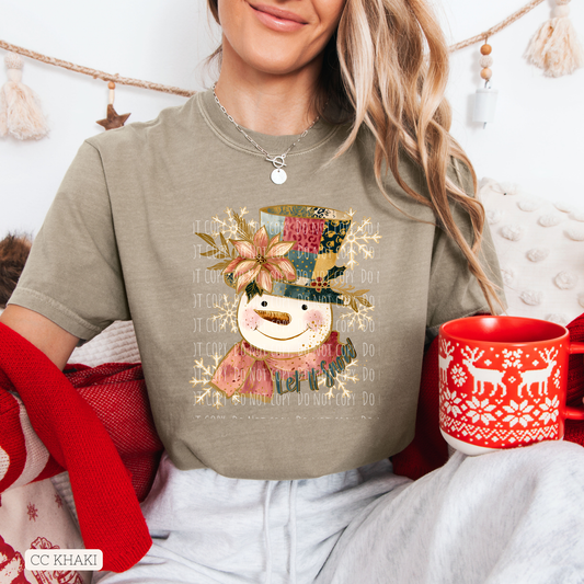 Earthtone Patchwork Hat Snowman