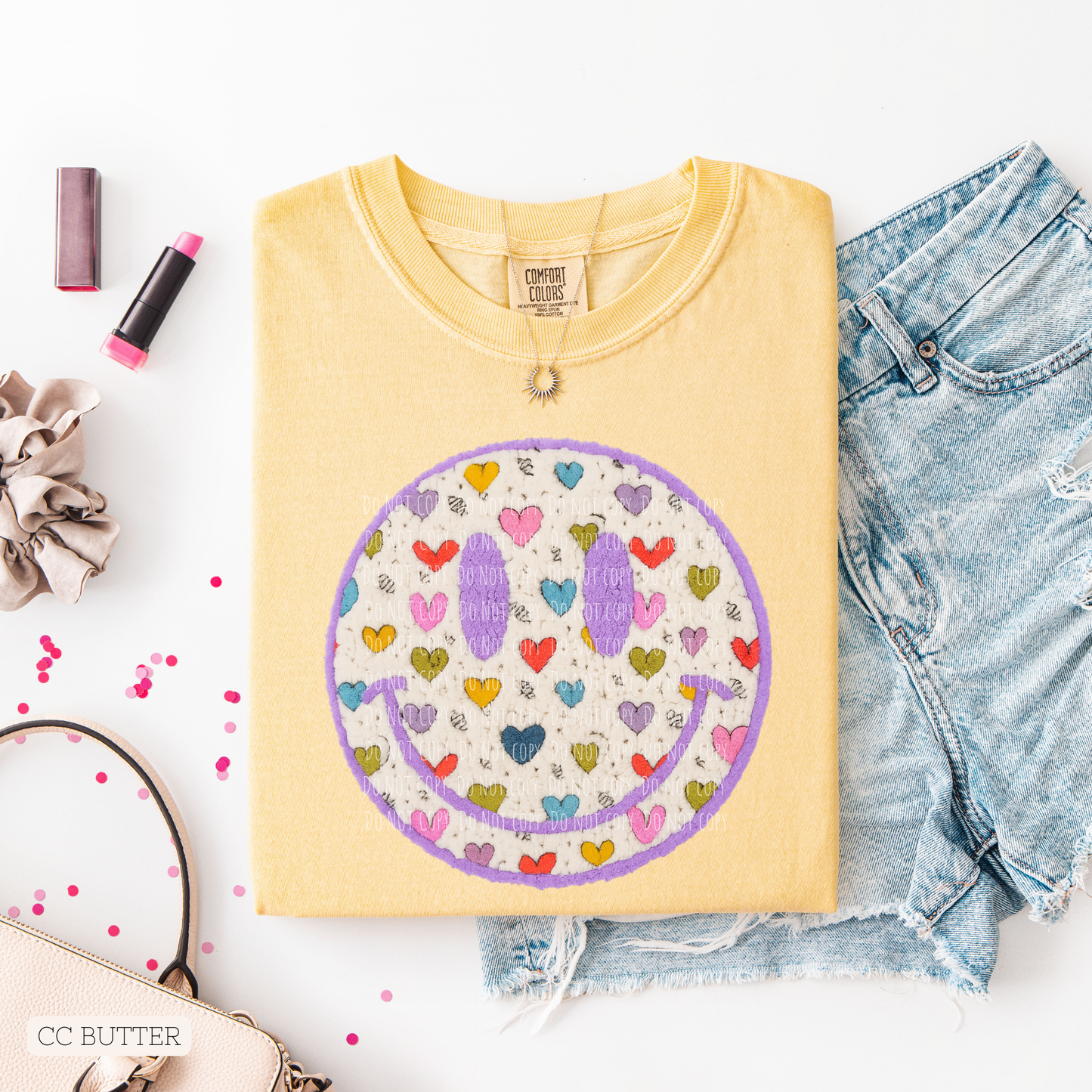 Faux Fuzzy Heart Smiley