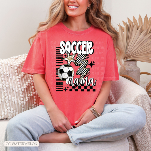 Soccer Mama Checkered Lightning Bolt