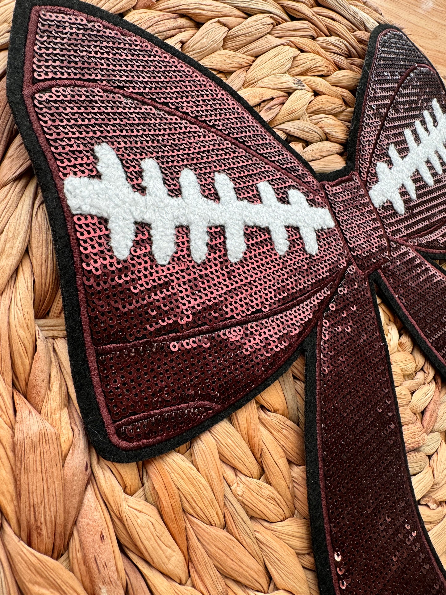 Football Bow Sequin Patch