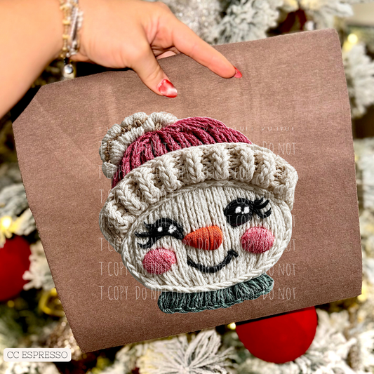 Faux Yarn Snowman Face