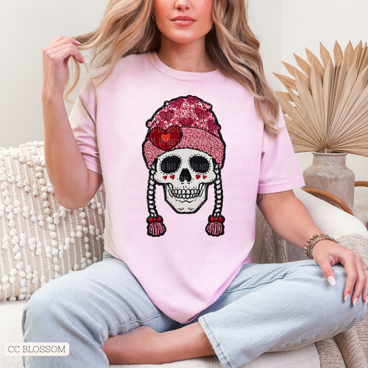 Faux Sequin/Embroidery Skelly