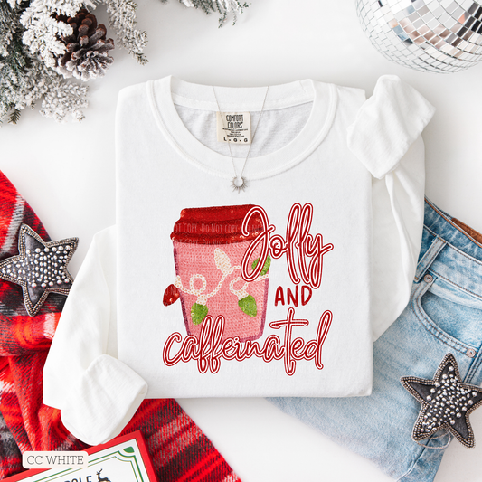 Faux Sequin Jolly and Caffeinated