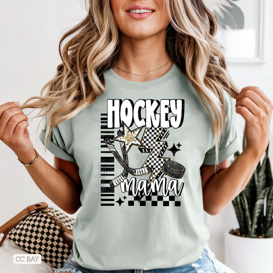 Hockey Mama Checkered Lightning Bolt