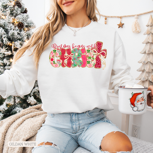 Cutesy Coquette Christmas Begins With Christ