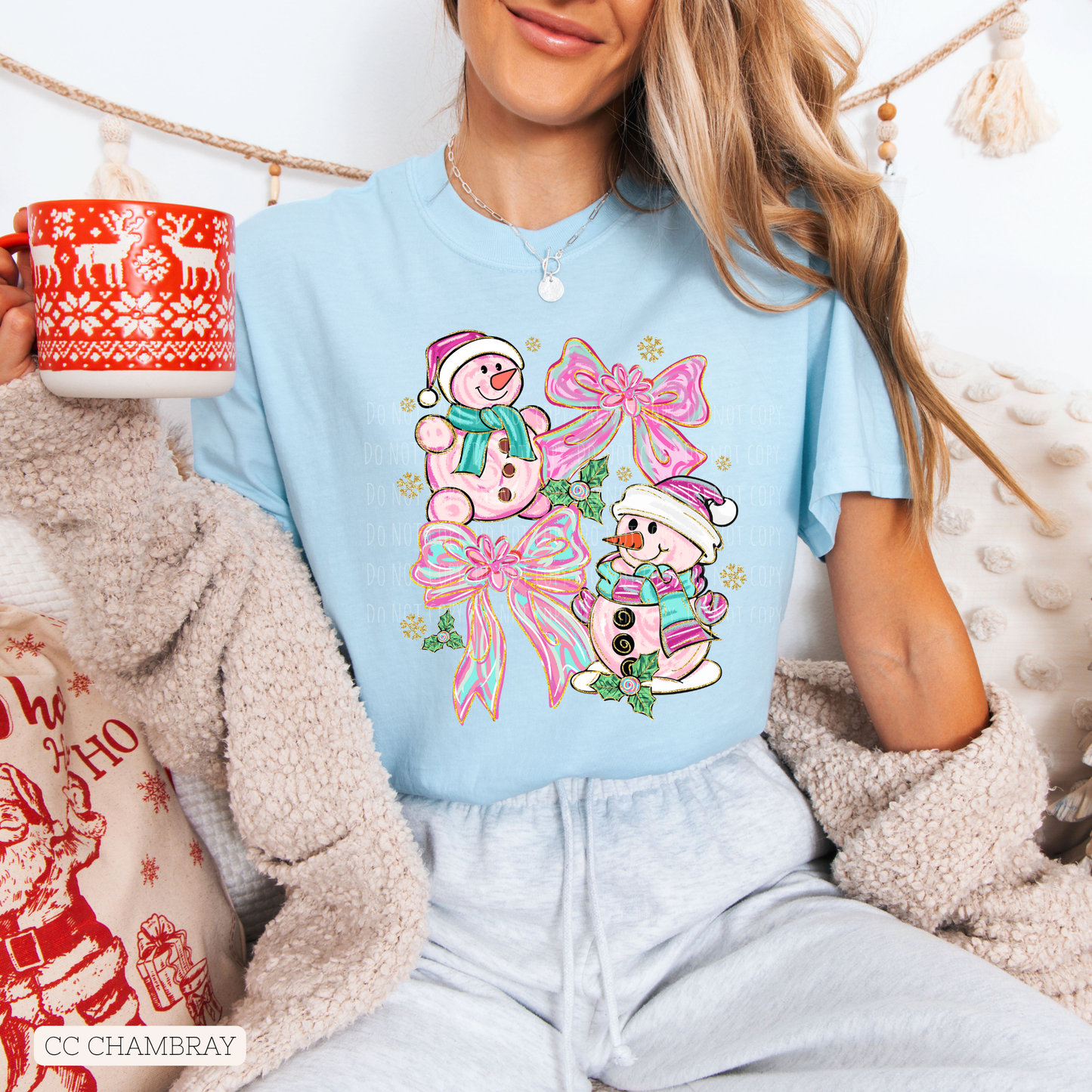 Brushstroke Bows and Snowman Collage