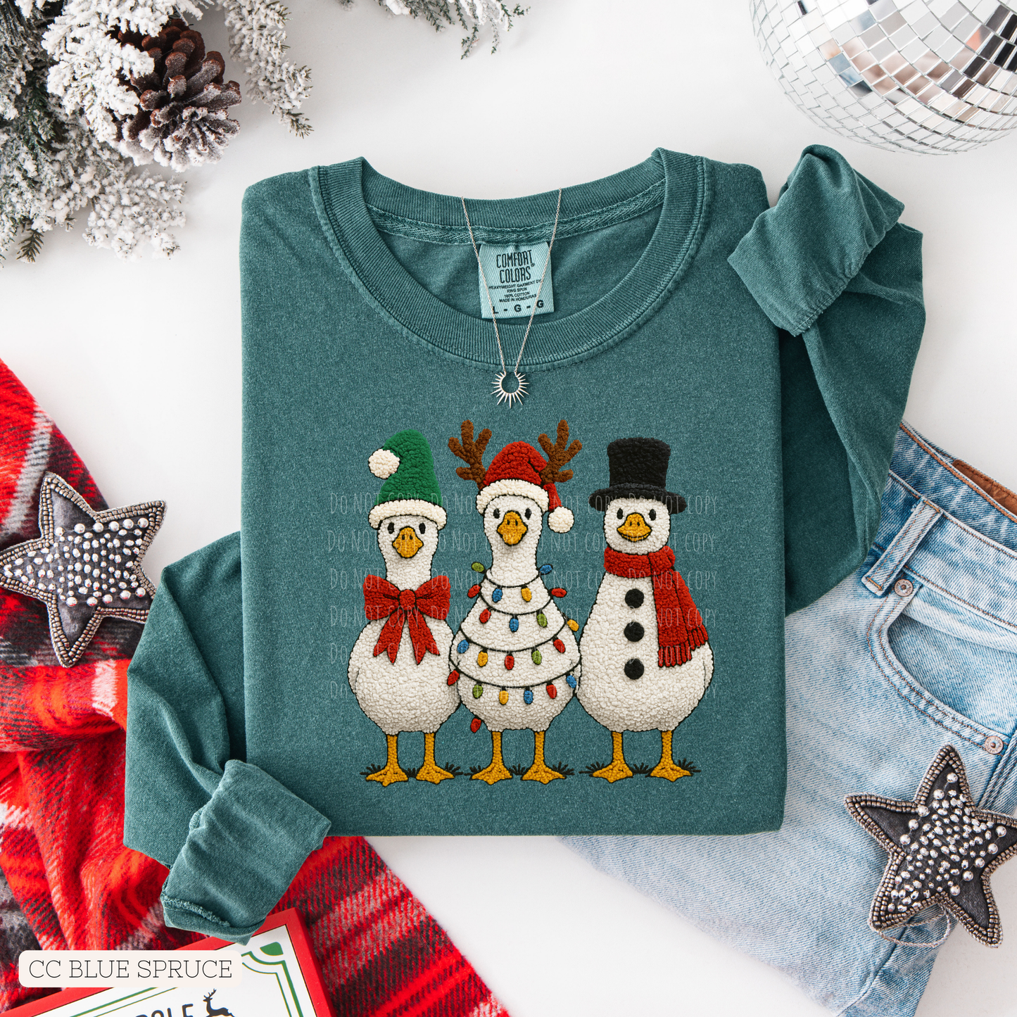 Faux Yarn Christmas Goose Trio