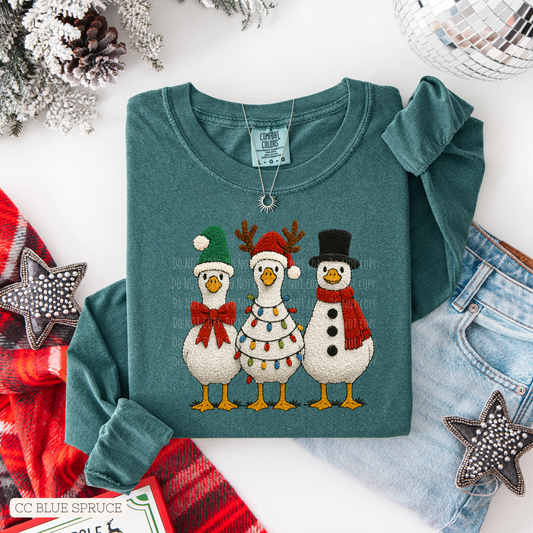 Faux Yarn Christmas Goose Trio