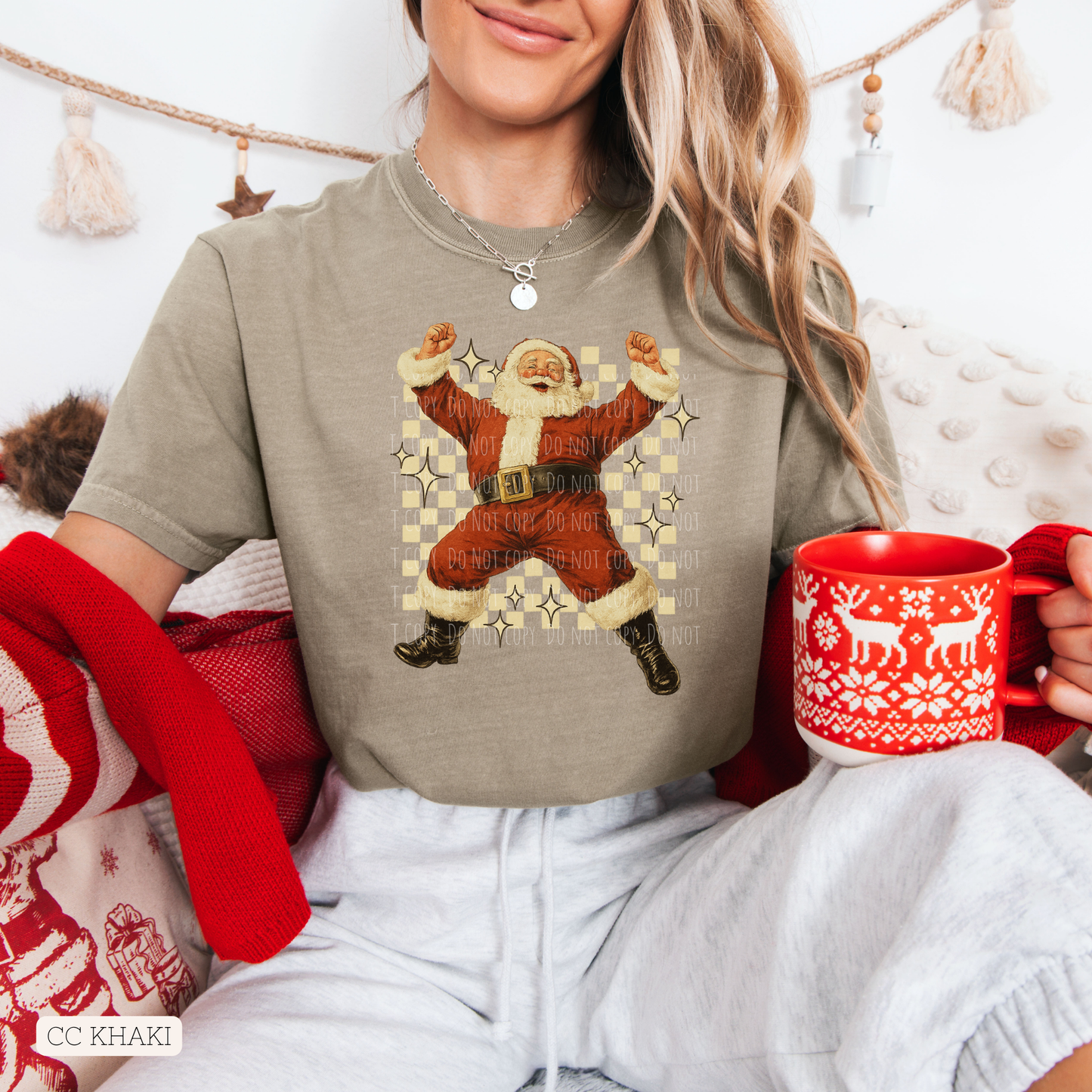 Checkered Jolly Santa