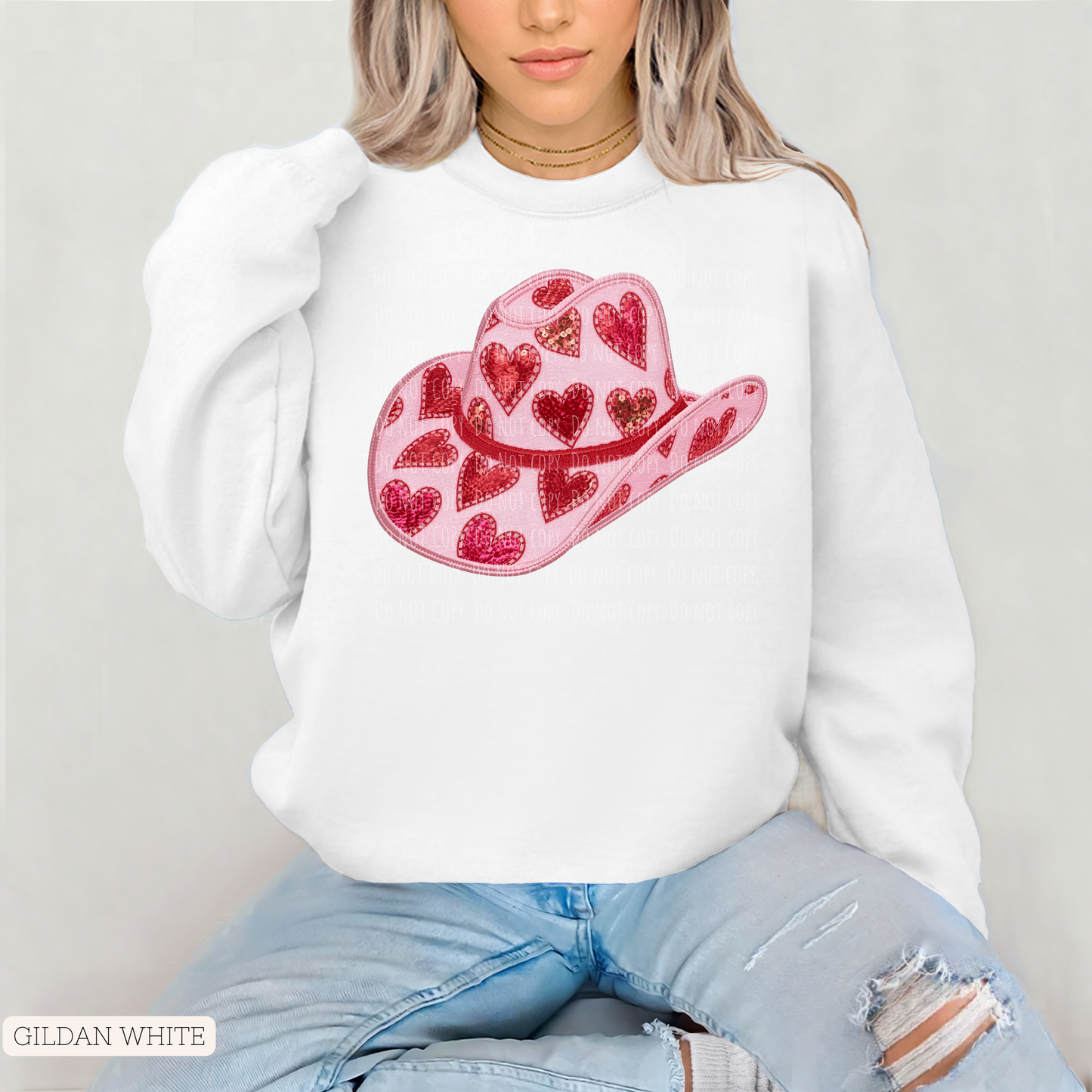 Faux Embroidery Vday Cowboy Hat