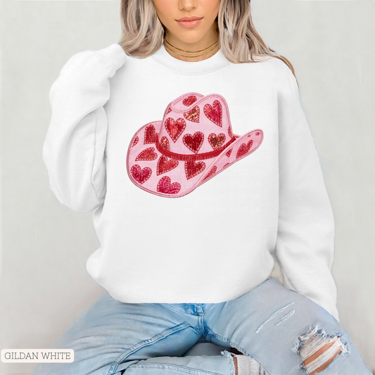 Faux Embroidery Vday Cowboy Hat