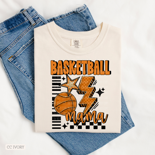 Basketball Mama Checkered Lightning Bolt