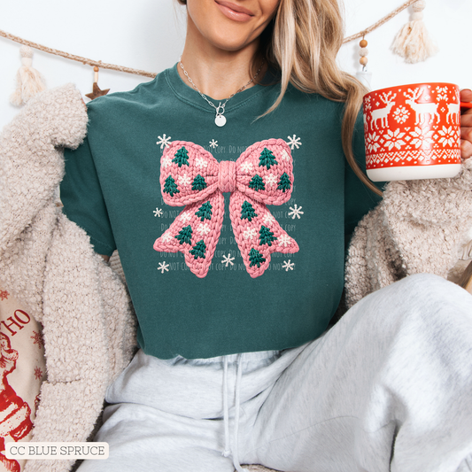 Faux Yarn Christmas Tree Bow