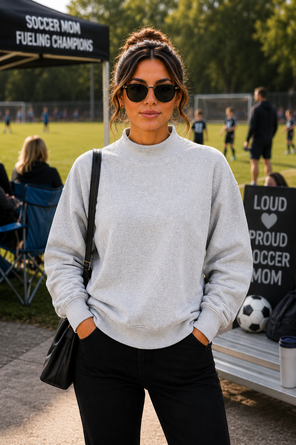 Mock Neck - Heather Grey