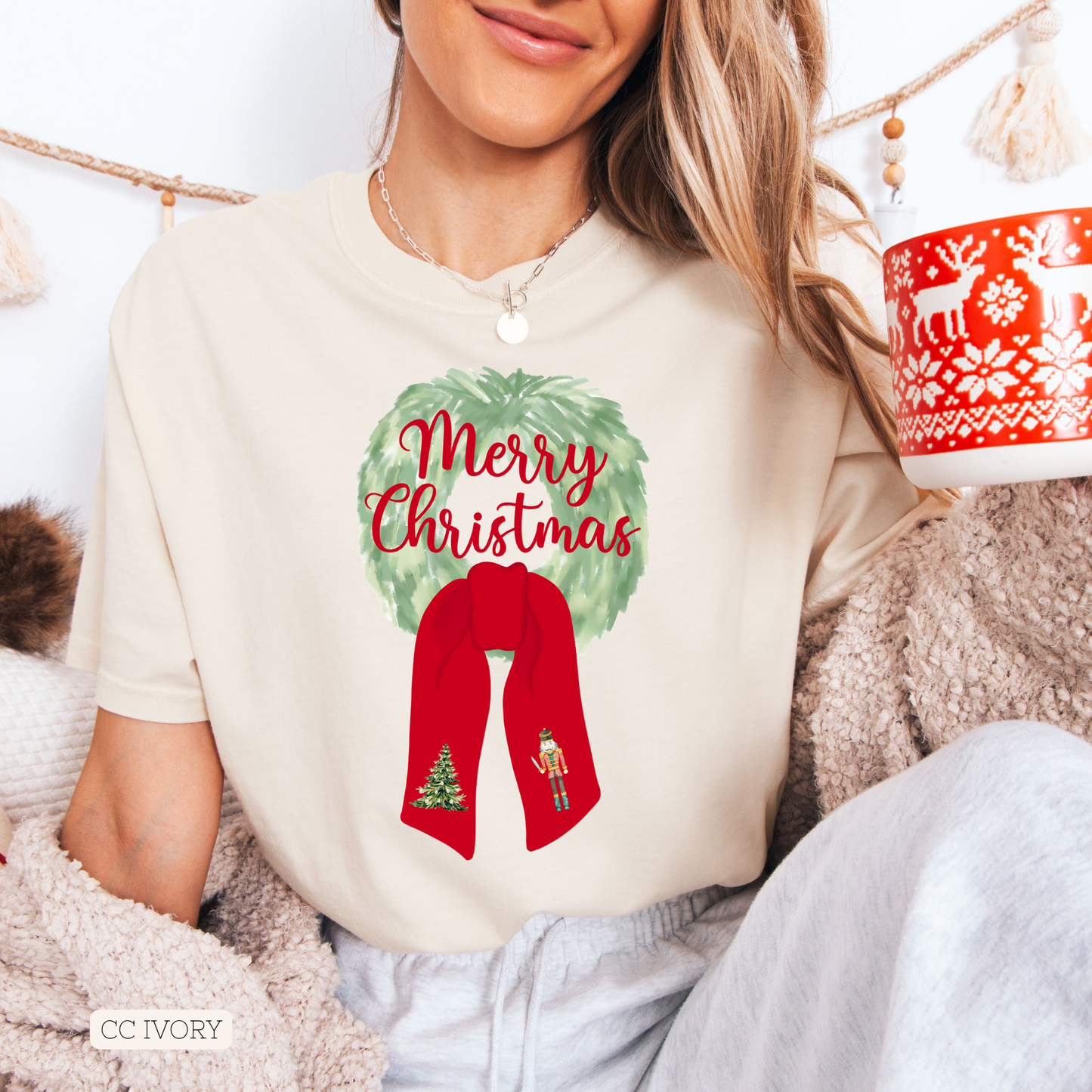 Merry Christmas Watercolor Wreath