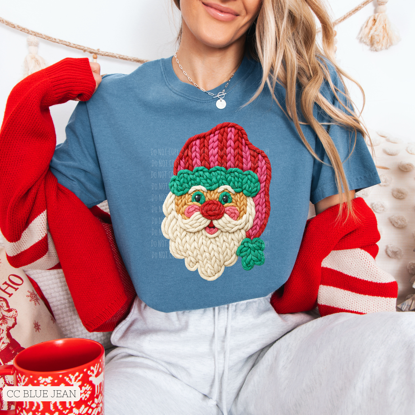 Faux Yarn Stripe Hat Santa