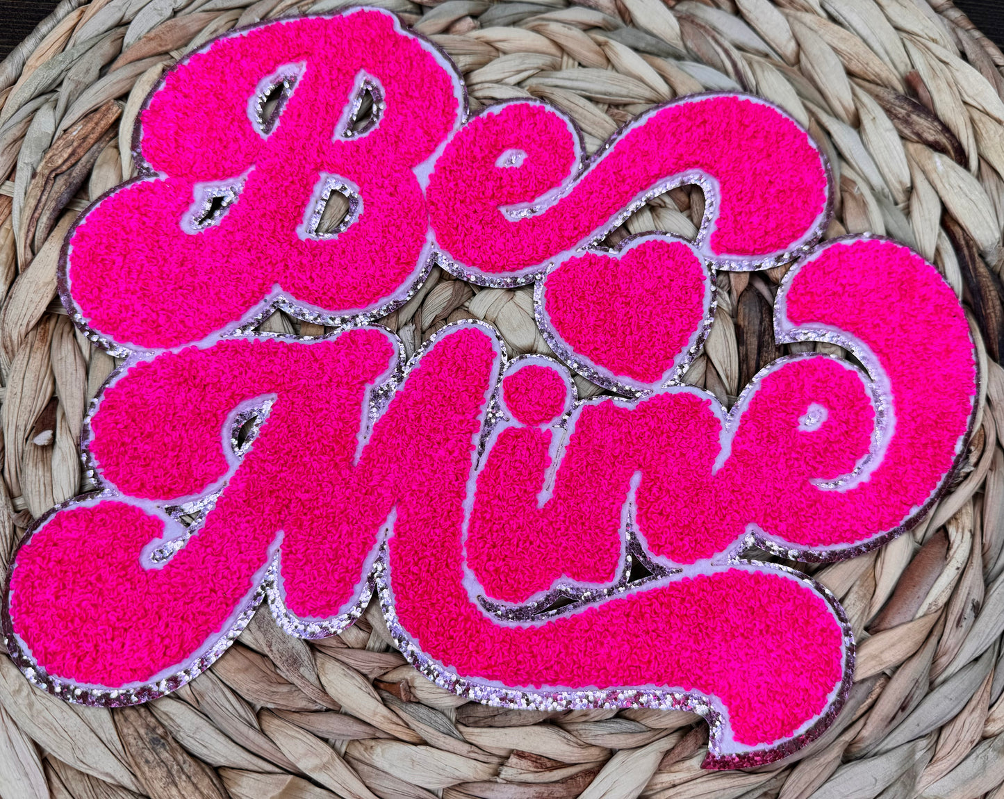 Be Mine Chenille Patch (hot pink)