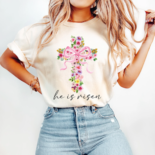 He is Risen Floral Cross
