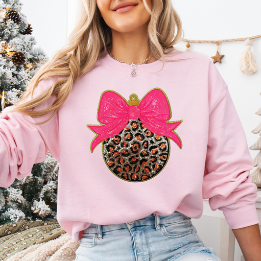Leopard Bow Ornament REAL Sequin Patch