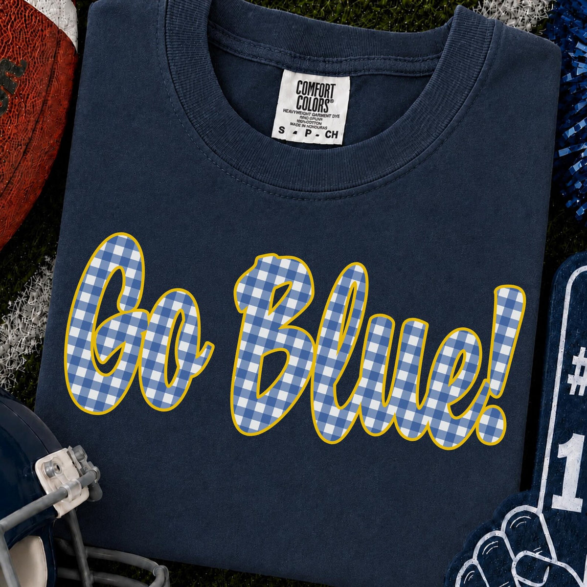 Michigan Go Blue Gingham
