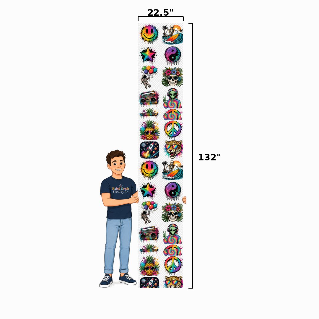22.5" wide x 132" long Custom DTF Gang Sheet (Upload)