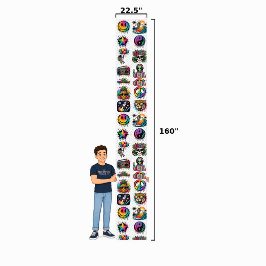 22.5" wide x 160" long Custom DTF Gang Sheet (Upload)