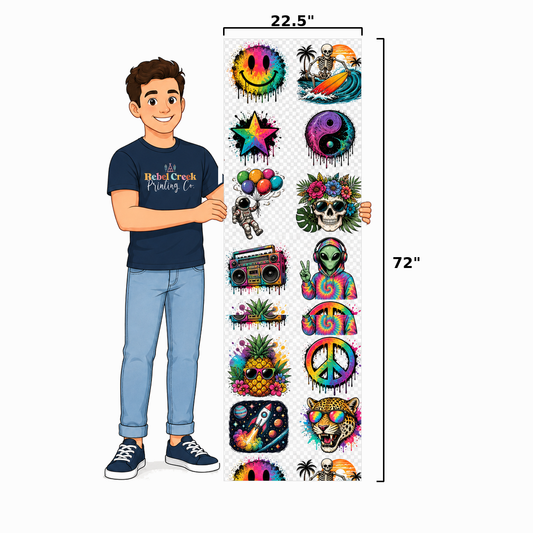 22.5" wide x 72" long Custom DTF Gang Sheet (Upload)