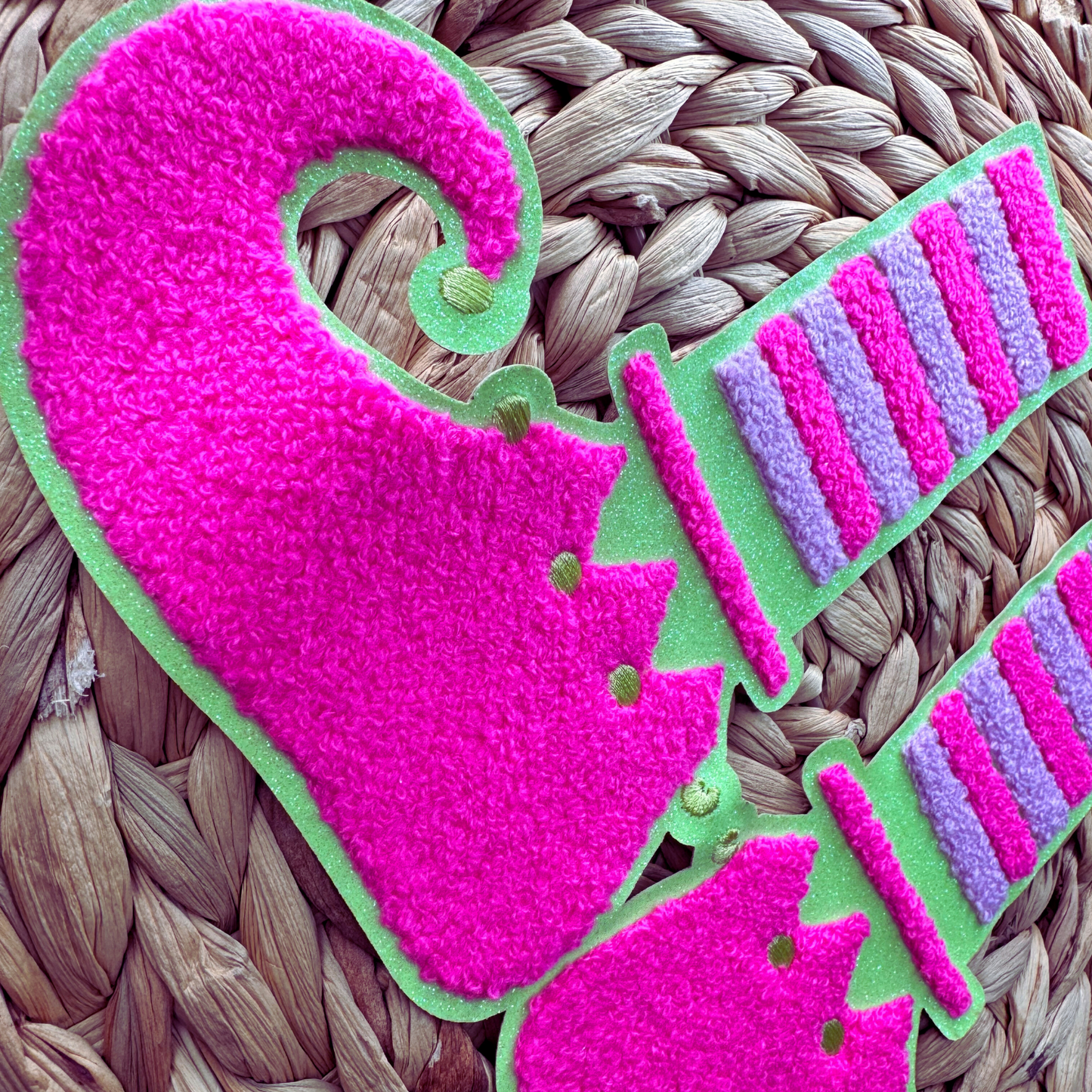 Pink Elf Feet Chenille Patch