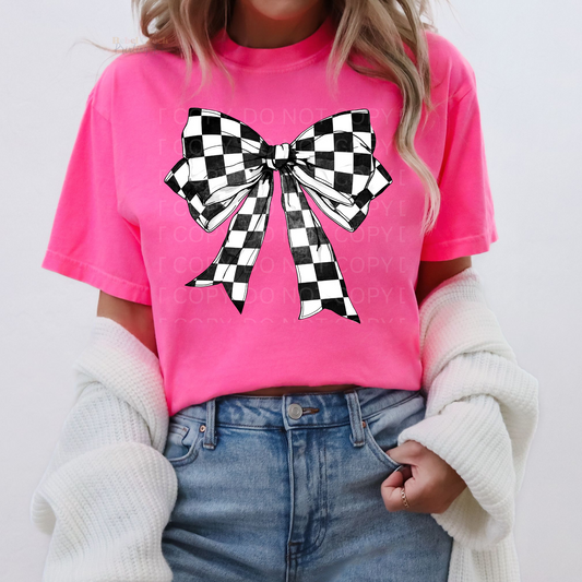 Black Checkered Bow