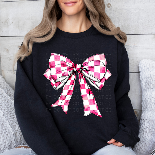 Pink Checkered Bow