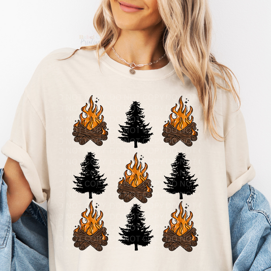 Campfire Pine Tree Collage