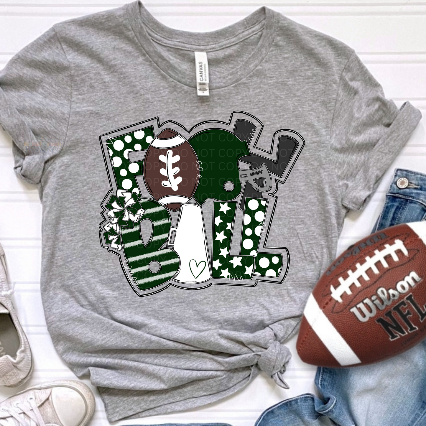 Football Art Collage (dark green/white)