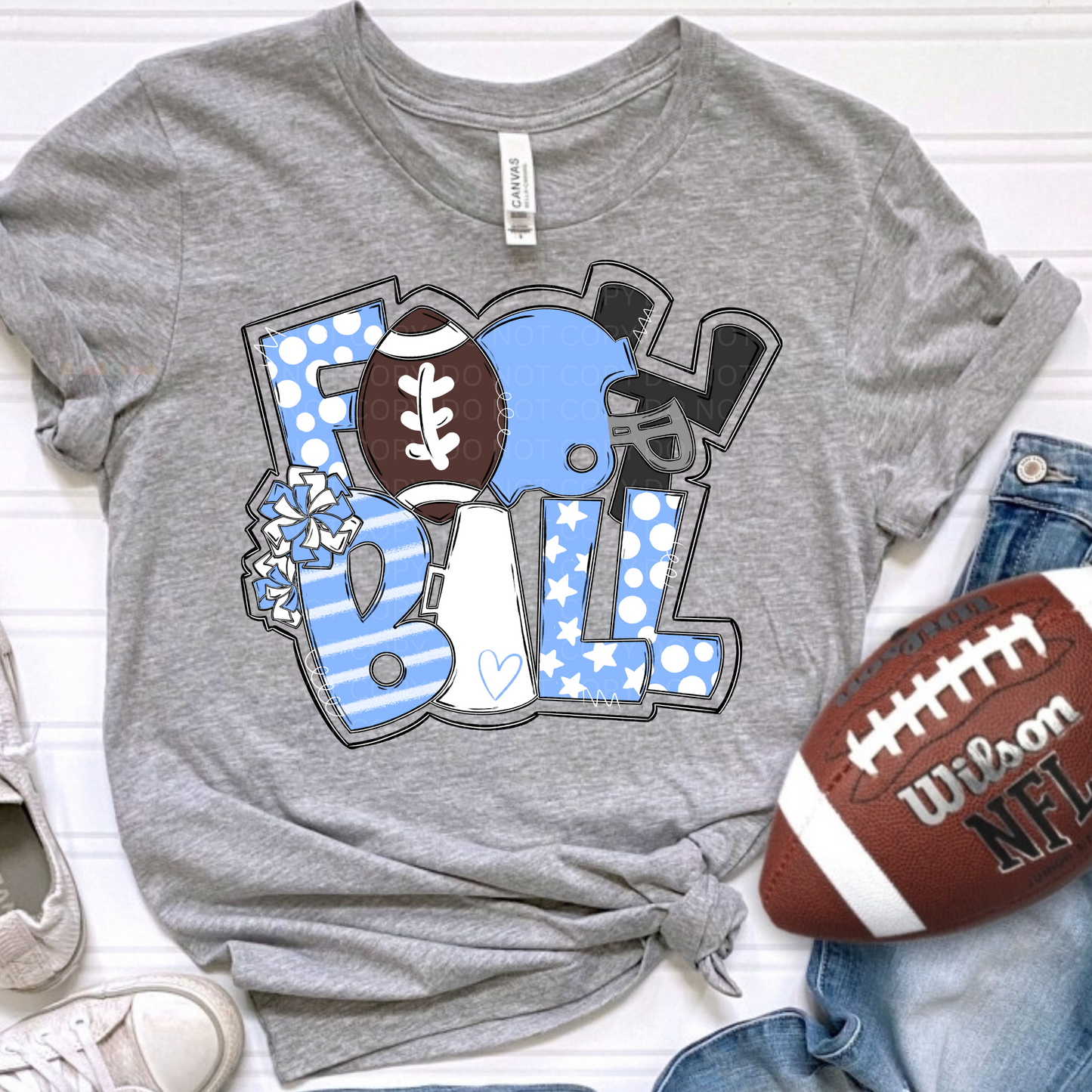 Football Art Collage (light blue/white)