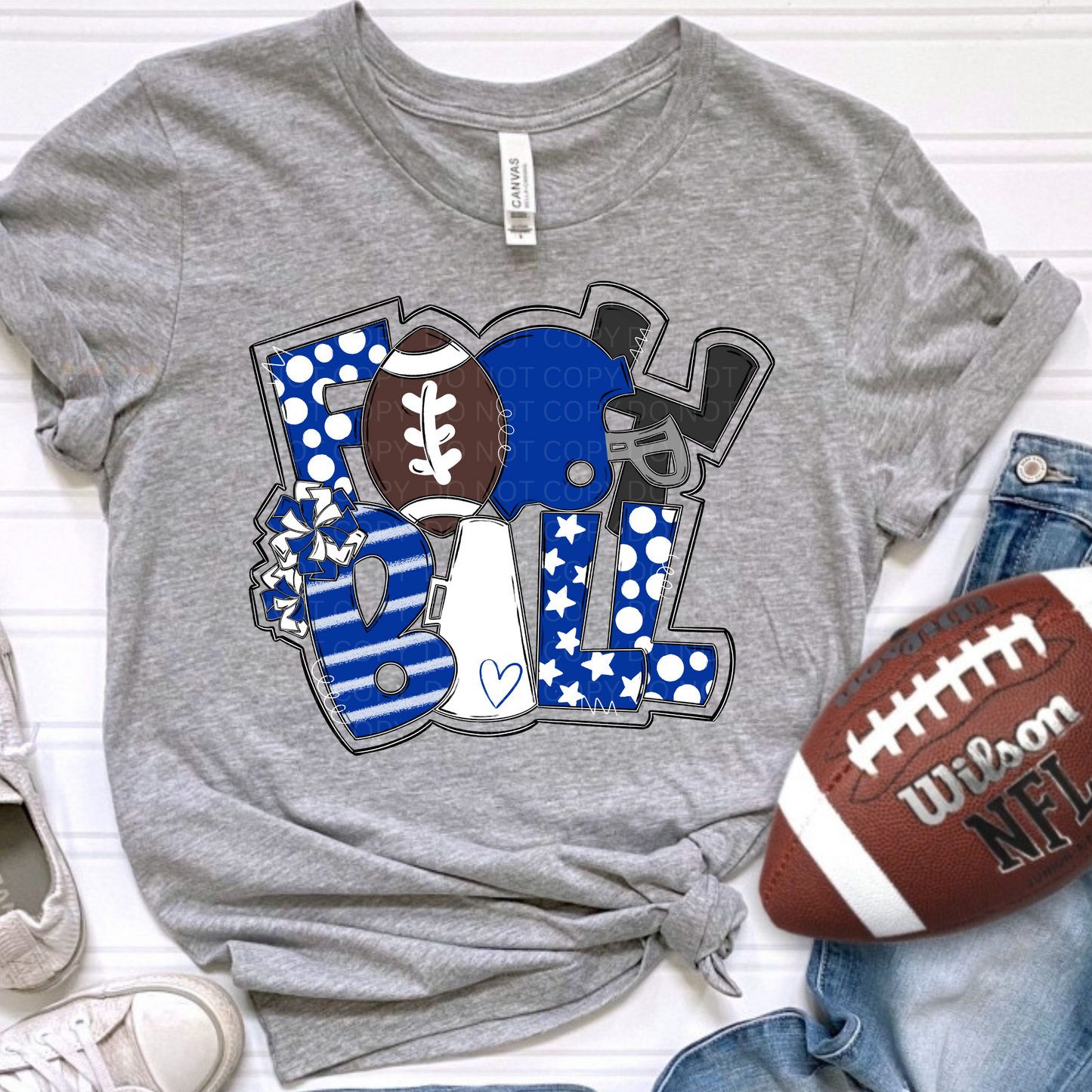 Football Art Collage (royal/white)