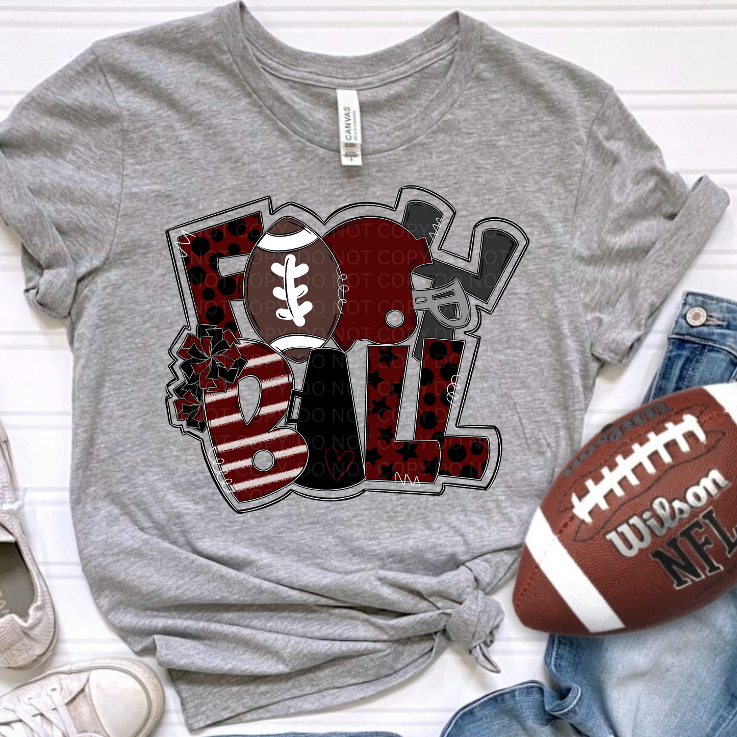 Football Art Collage (maroon/black)