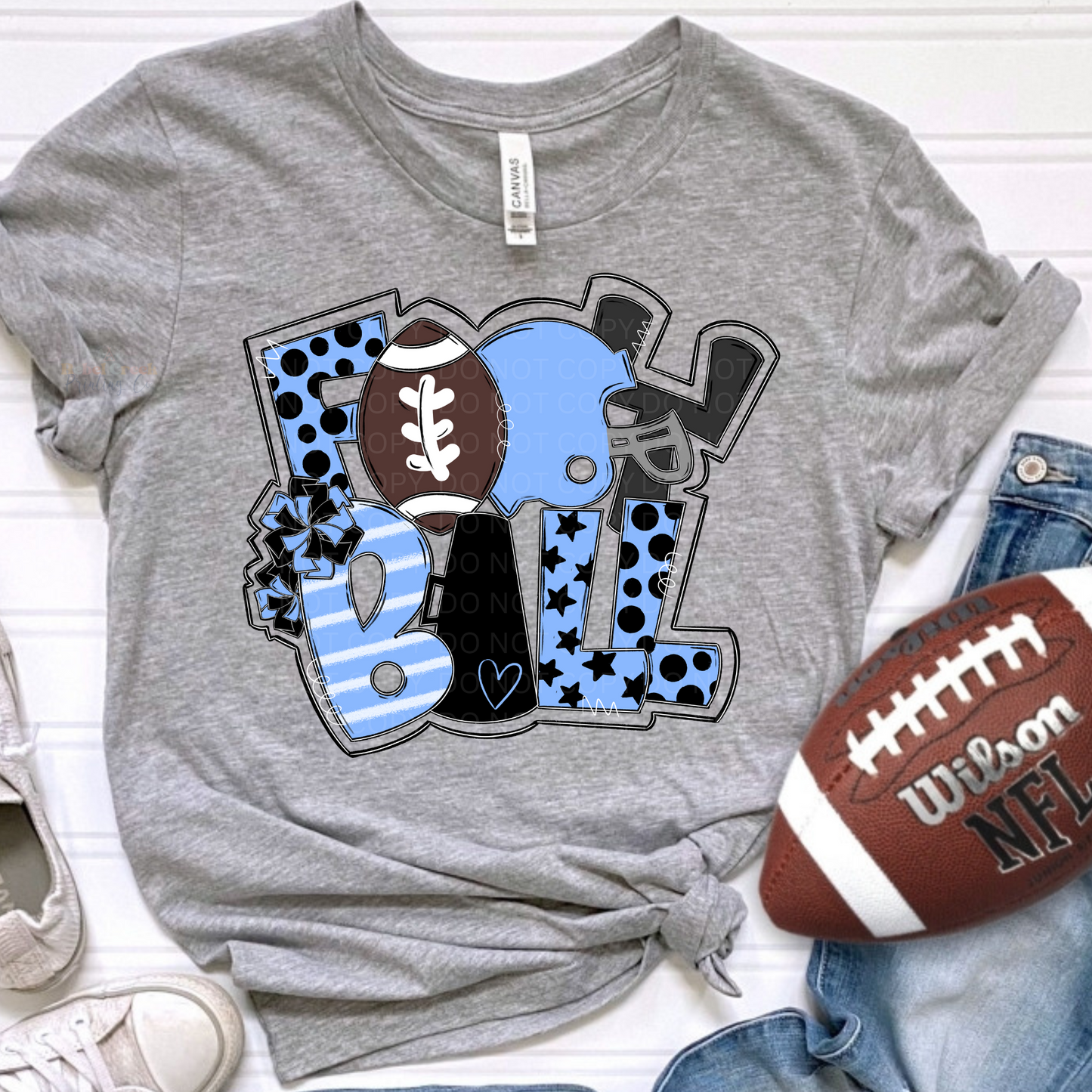 Football Art Collage (light blue/black)