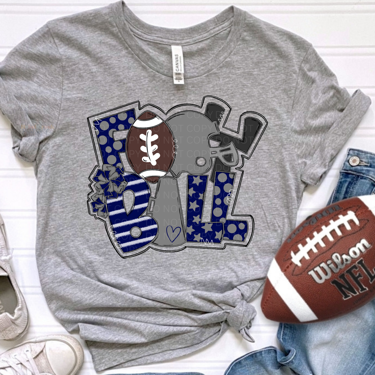 Football Art Collage (navy/gray)