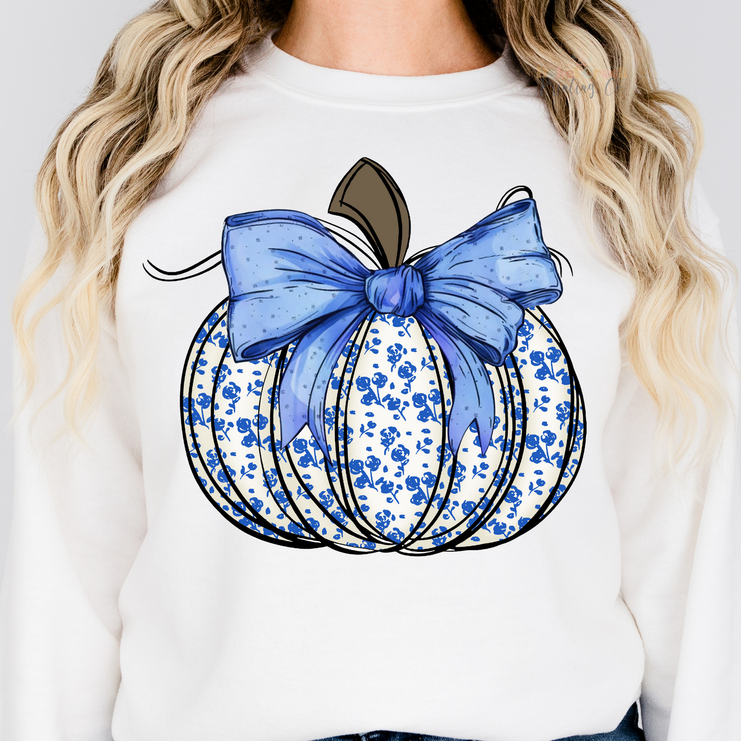 Blue Floral Pumpkin