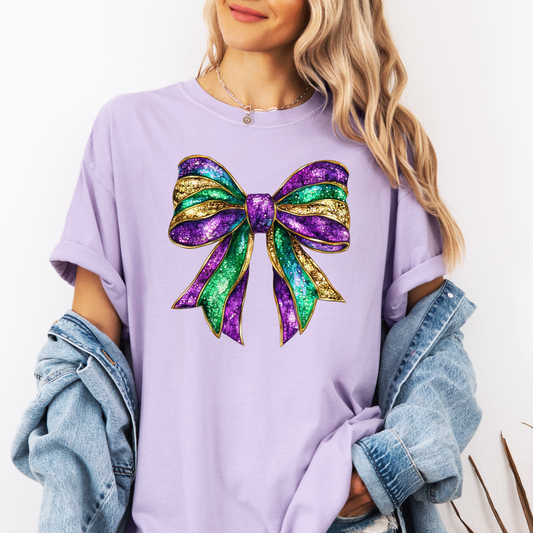 Mardi Gras Bow Faux Sequin