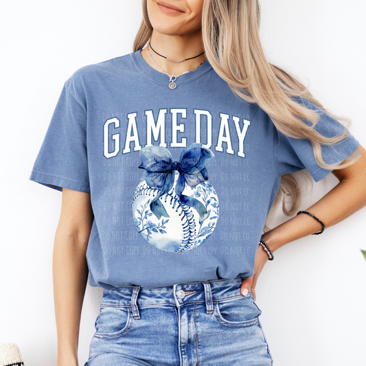 Game Day Blue Floral Baseball